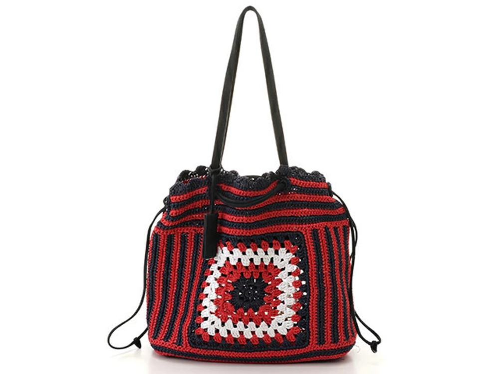 Miu Miu tote bag raffia red blue